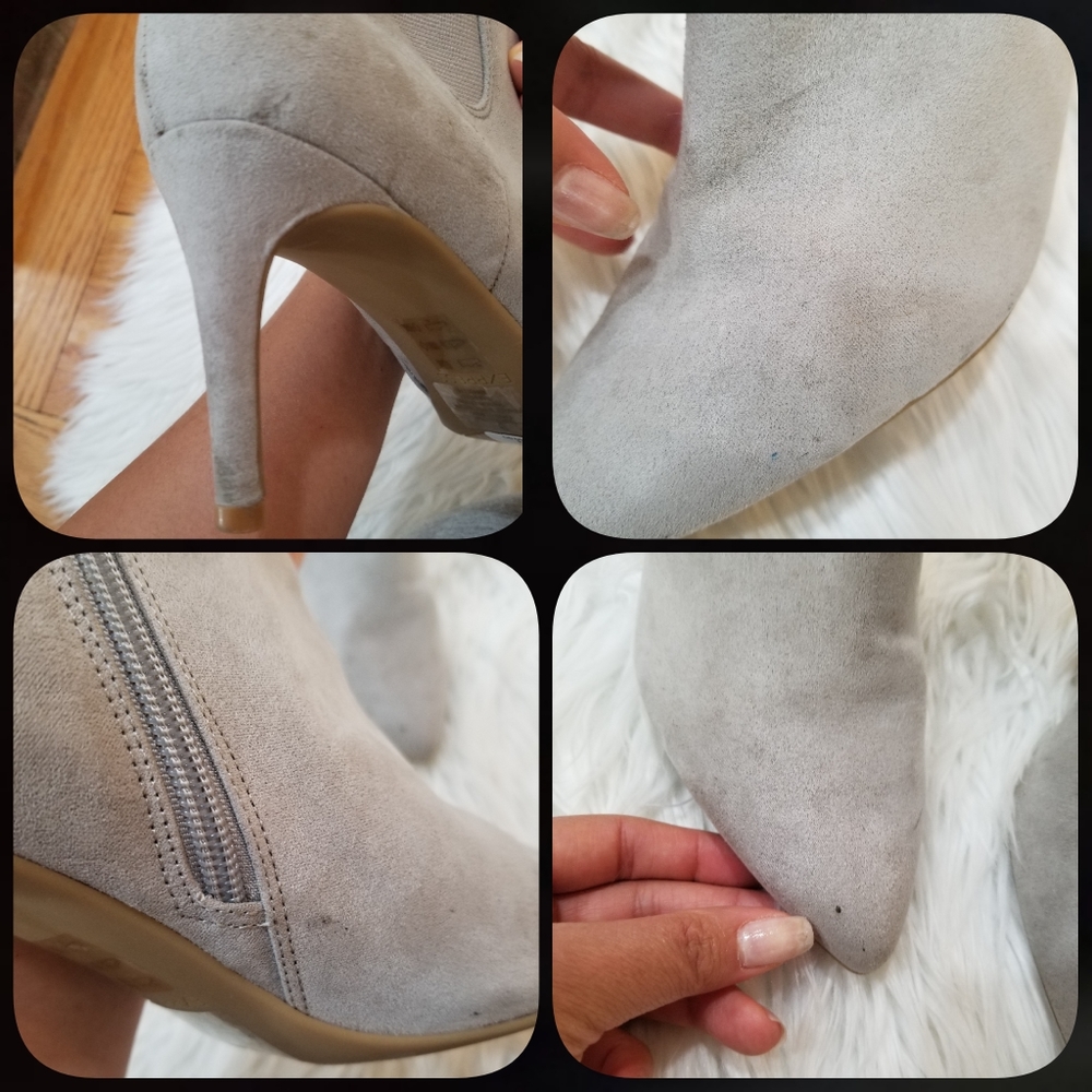 EXPRESS Pointed Faux Suede Ankle Boots Light Gray Color SIZE 9. - Picture 15 of 16